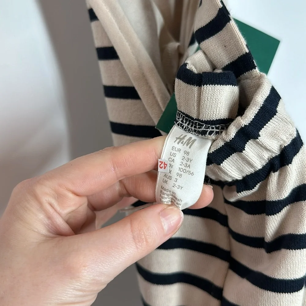 H&M HM | NWT Premium Baby Exclusive 2-3 Y Overalls Striper Navy‎ Cream Jumper